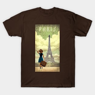 Vintage Travel Poster - Paris Eiffel Tower T-Shirt